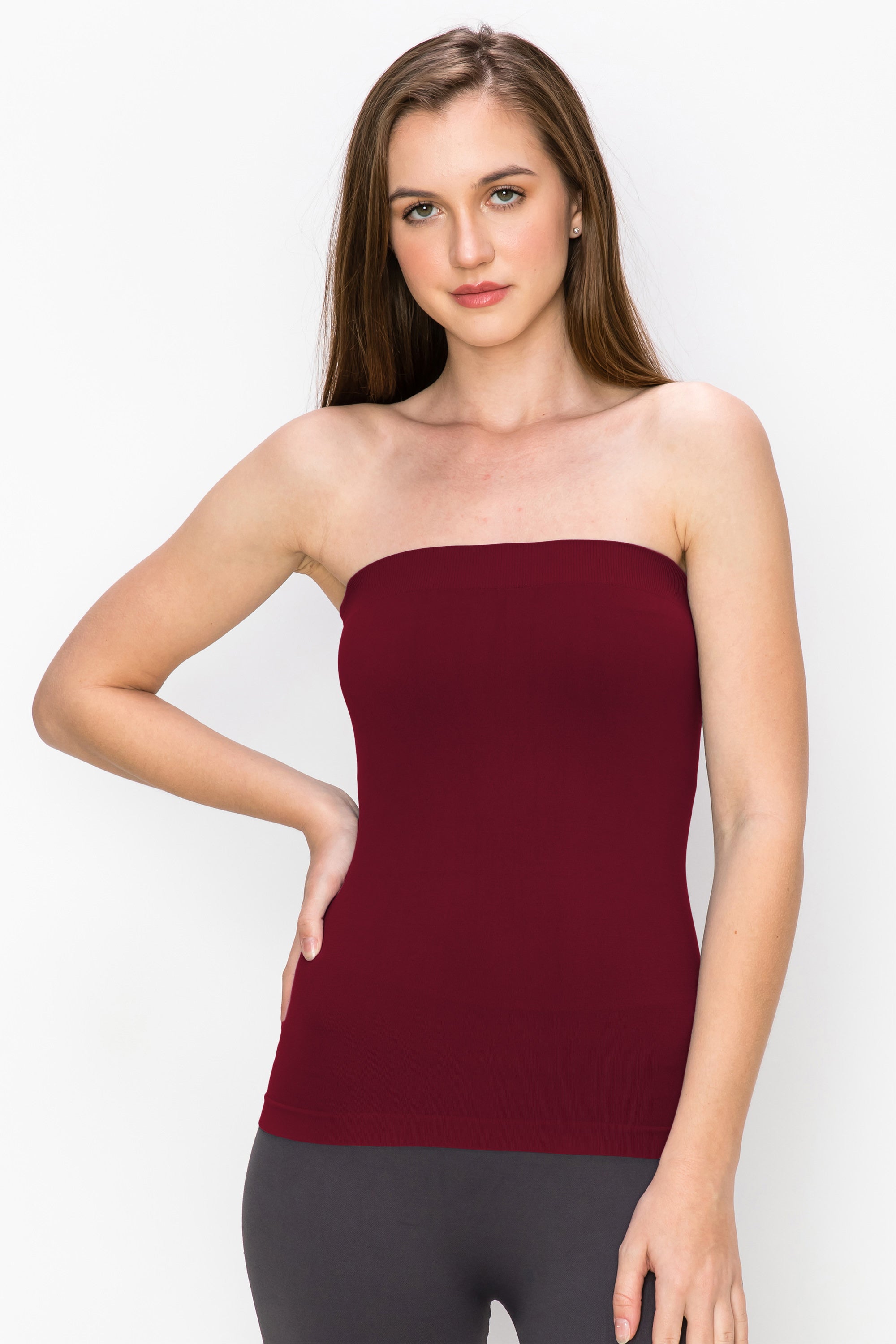 SOLID TUBE TOP WITH SHELF BRA